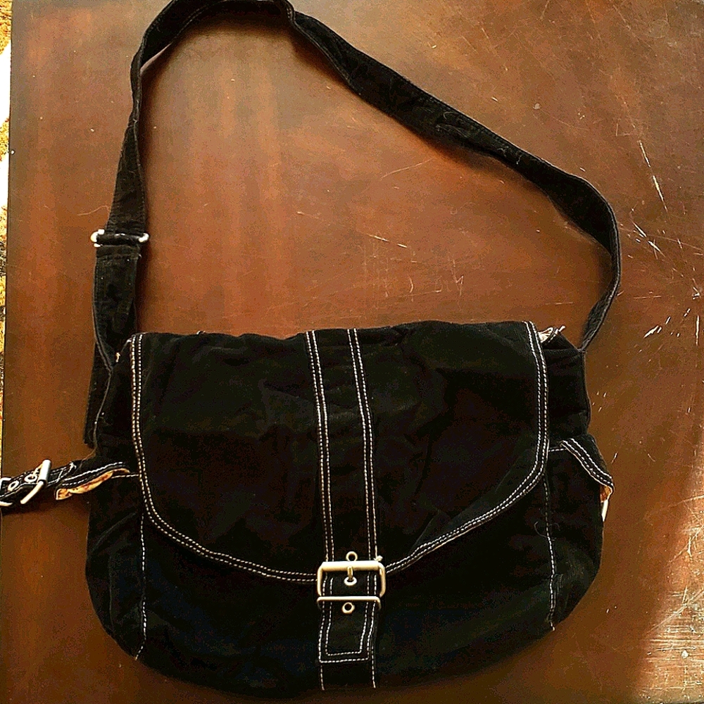 Fossil Black Corduroy Messenger Bag